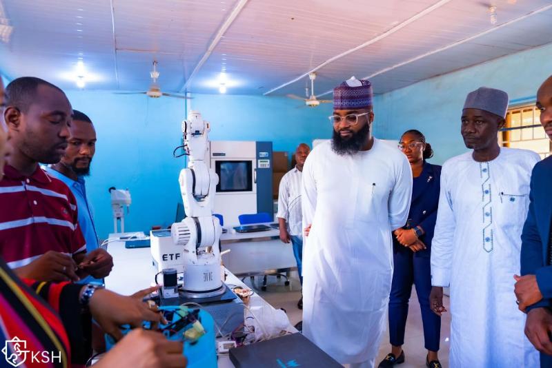 The Executive Vice Chairman/CEO of the National Agency for Science and Engineering Infrastructure (NASENI), Mr. Khalil Suleiman Halilu (centre) and the Acting Managing Director of Advanced Manufacturing Technology Development Institute (AMTDI), Jalingo, Taraba State, Engr. John Christopher Tanko  during the EVC's visit to the Institute recently. 