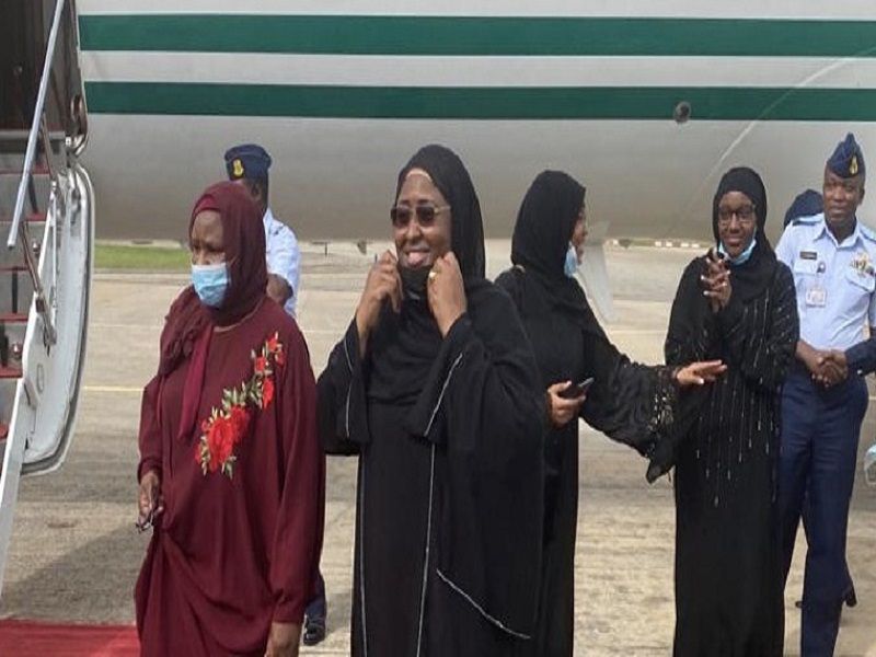 Aisha Buhari at the airport