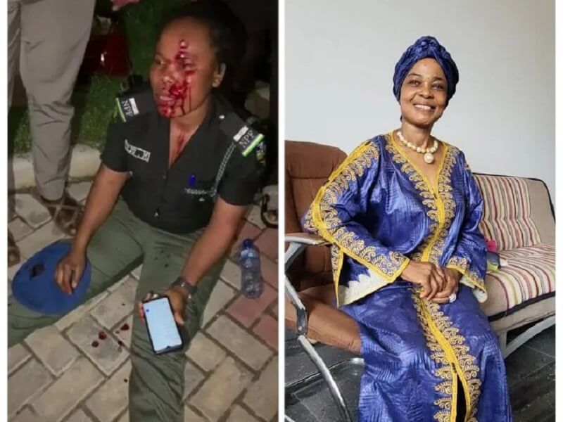*  The assaulted woman police, Inspector Teju Moses and Prof Zainab Duke Abiola (the accused).