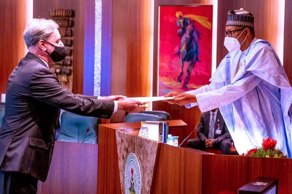 Buhari and the Egyptian Ambassador Mr Ihab Moustafa Awad Moustafa