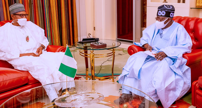President Mohammadu Buhari During The Meeting With Mr Bola Tinubu/Aso Villa in Abuja on January 10, 2022.  