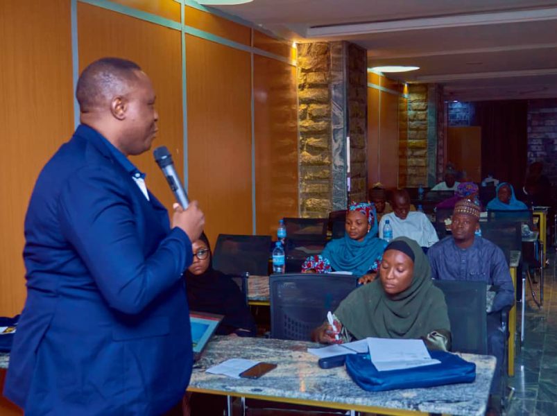 North West Regional Manager of Dangote Fertilizer LTD,Mr Wilson Kolawole making presentation Thursday in Kano at the 2 Day capacity building organized by Dangote Group for 50 Journalists on Ethics, Skills and Personal Qualities for Reporting in the Digital Age.