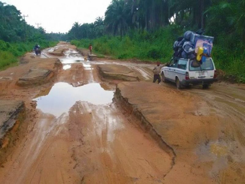 Photo of the Derelict Aba Ikot-Ekpene Road
