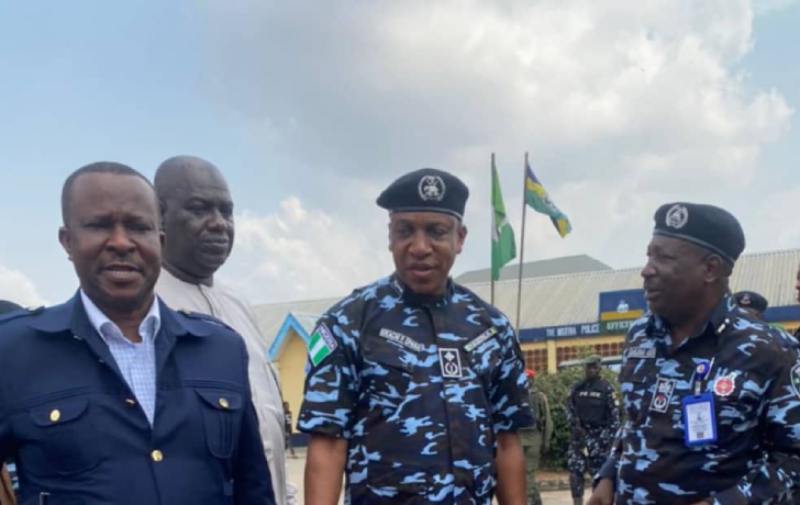 Dr Ugorji Okechukwu Ugorji, Imo State Commissioner for Homeland Security and Vigilante Affairs (left) and some Senior Police Officers.