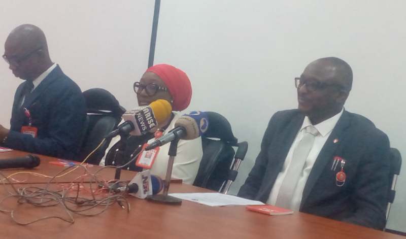 L-R: Mr Tony Orilade, EFCC Head, Public Interface, Aisha Mohammed, Head Enlightenment and Re-orientation Unit and the Sokoto, Kebbi, Zamfara State Zonal Commander, ACE 1 Aliyu Yunusa, during their interface with CSOs, CBOs in Sokoto. Photo by:. Ankeli Emmanuel, Sokoto