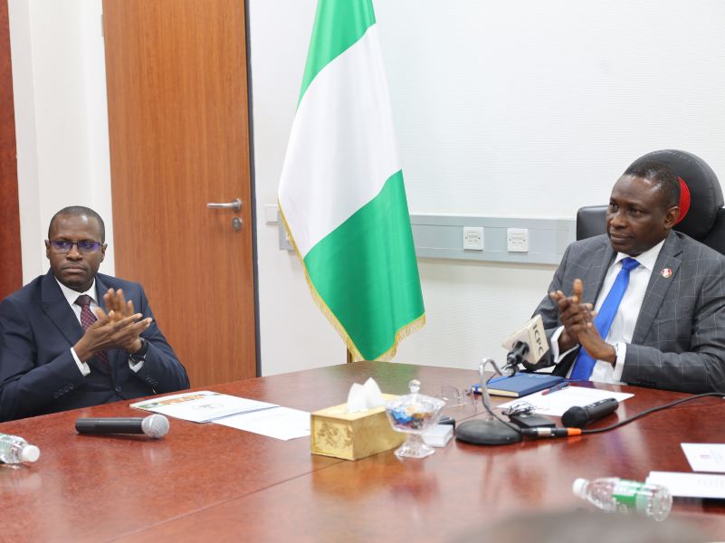 A Partnership That May Work For Nigeria:  Barrister Ola Olukoyede, EFCC Chairman (right) and Dr Musa Adamu Aliyu, SAN, ICPC Chairman (left) during the visit to EFCC headquarters on Tuesday by ICPC Chairman for inter-agency collaboration against corruption.