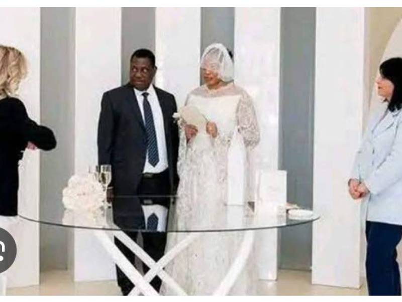 Senator George Akume and wife during the wedding.