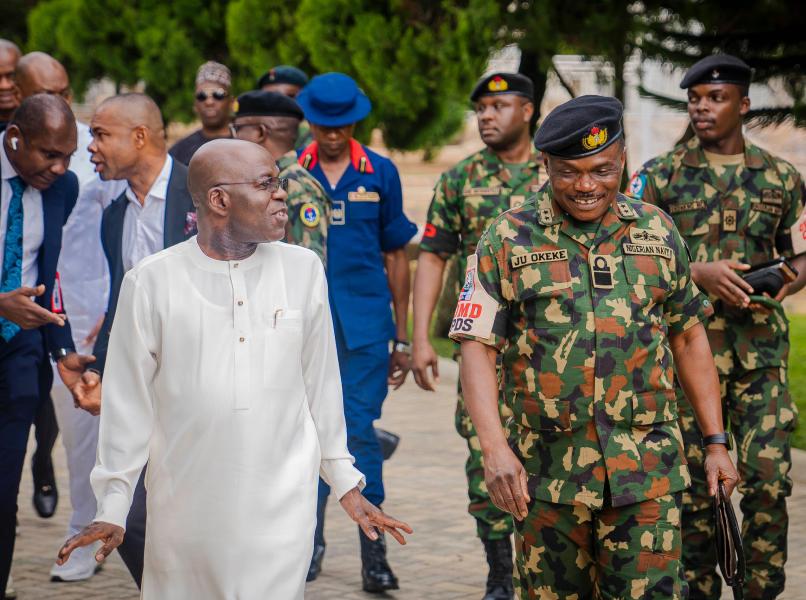 Governor Alex Otti (left) and his security commanders.