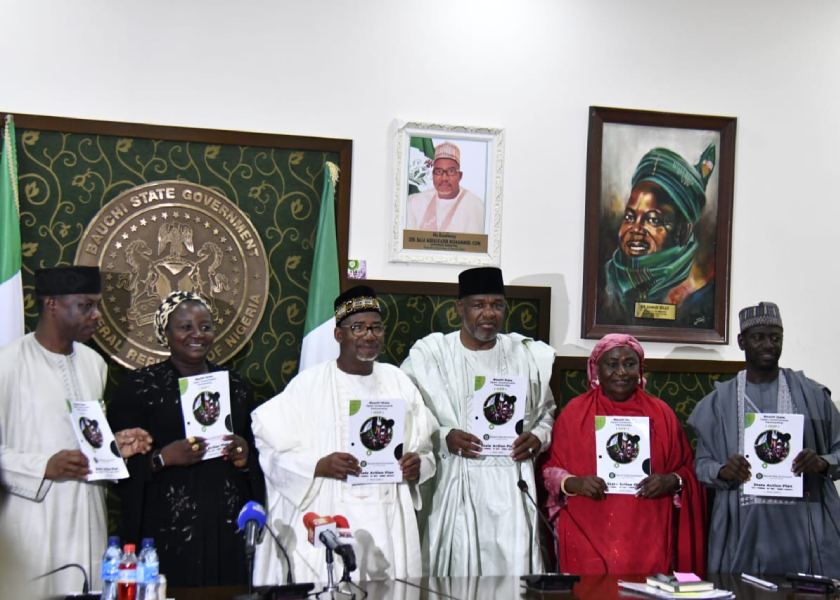 * Governor Bala Mohammed of Bauchi state in a group picture during luncheon of the 2023-2025 OGP project in Bauchi...