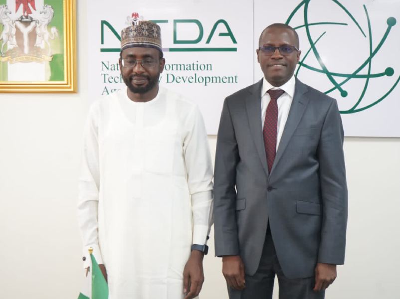 ICPC Chairman, Dr Musa Adamu Aliyu, SAN (left) with Mr. Kashifu Inuwa Abdullahi, Director-General, NITDA (right) during the visit.