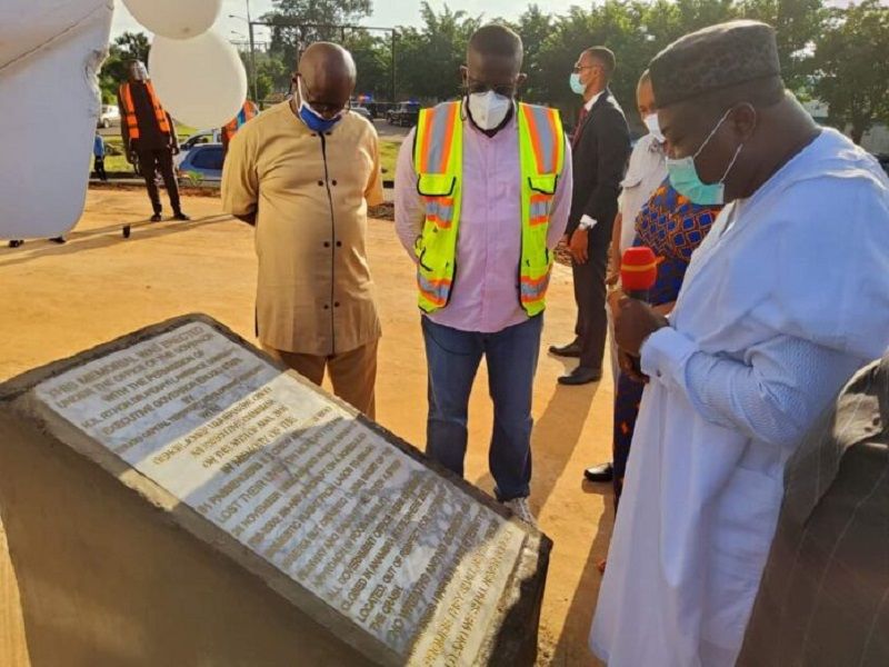 Ifeanyi Ugwanyi at the monument erected in memory of the 1983 plane crash victims