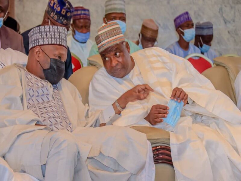 Pics: Gombe State Governor, Muhammad Inuwa Yahaya, with the Federal Commissioner Representing Gombe State in RMAFC, Usman Kabir Kukandaka.