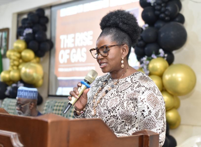 Representative of the GCEO NNPC Ltd and Head of the Company’s Relationship and Stakeholder Management, Mrs. Oluwakemi Olumuyiwa, delivers an address during the public presentation of the book "The Rise of Gas: From Gaslink to the Decade of Gas" authored by Engr. Charles Osezua, in Lagos, yesterday.