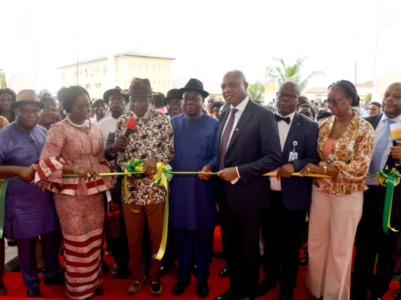 Front view of the Commissioning of Learning Centre and Digital Library donated by SNEPCo, with support from the Nigerian Content Development and Monitoring Board (NCDMB) at the Niger Delta University (NDU), Amassoma, Bayelsa State.
