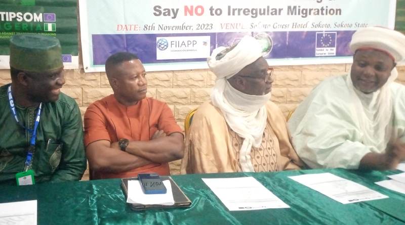 L-R: National President of NACTAL, Nigeria, Abdulganiyu Abubakar, Sokoto CAN Secretary, Rev Adole Godwin, and Sarkin Yakin Gagi, Alhaji Jabi Sani at the 2 day NACTAL sensitization workshop in Sokoto State.  Photo by: Ankeli Emmanuel, in Sokoto.