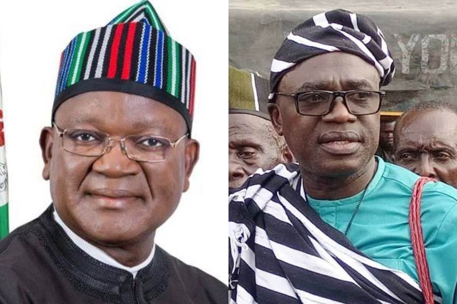 Former Governor Samuel Ortom and Governor Hyacinth Alia