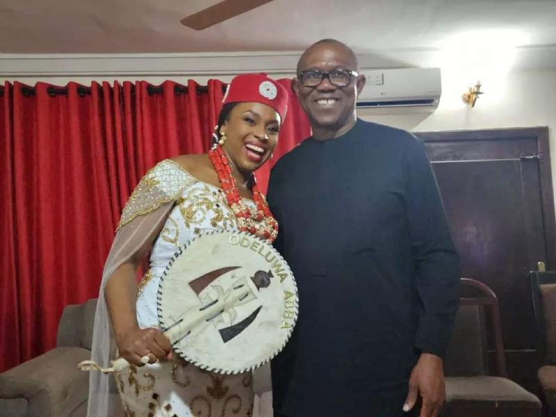*  Peter Obi (right) and Chimamanda Ngozi Adichie
