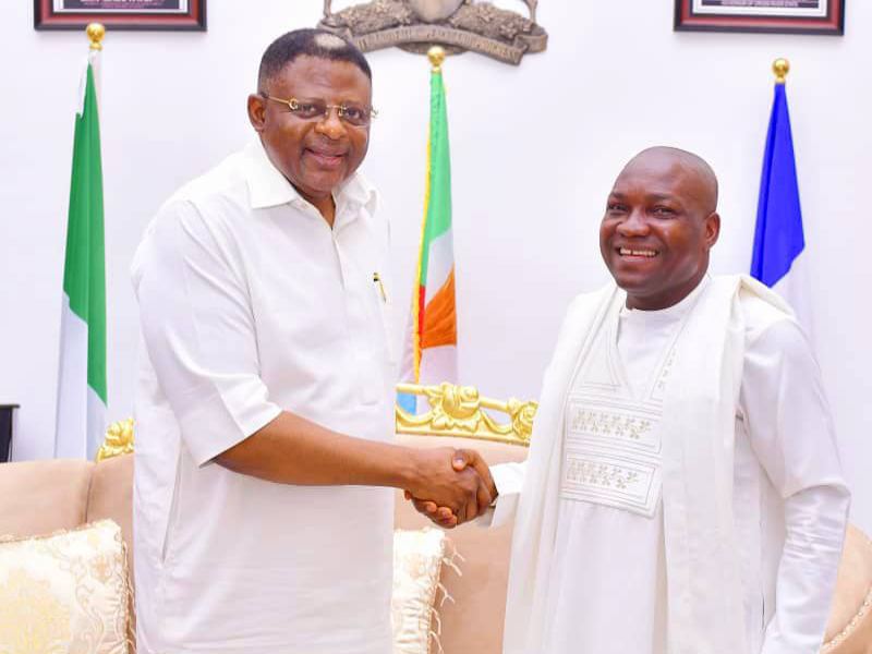 Governor Bassey Otu (left) and Hon Mike Etaba (right).