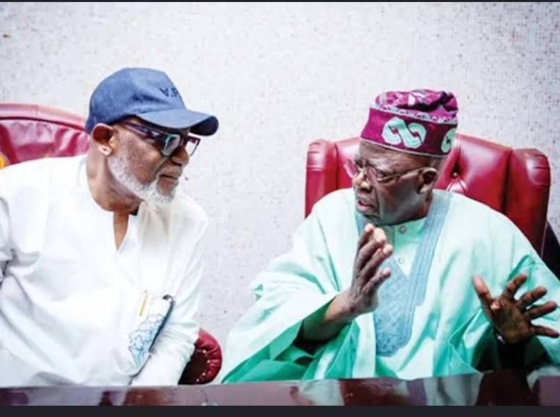 President Bola Ahmed Tinubu (right) and late Ondo State Governor, Rotimi Akeredolu (SAN).