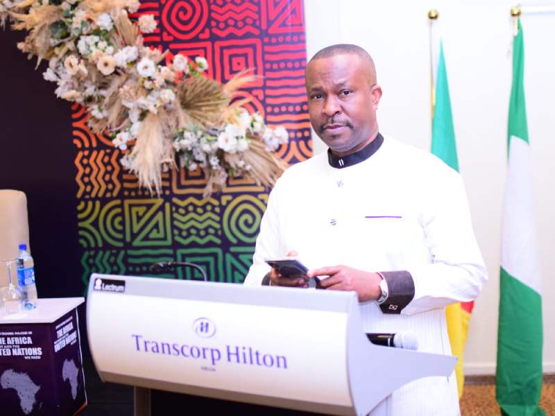Dr Ugorji Okechukwu Ugorji, former Commissioner for Homeland Security and Vigilante Affairs, Imo state, speaking at the UN Conference in Abuja 