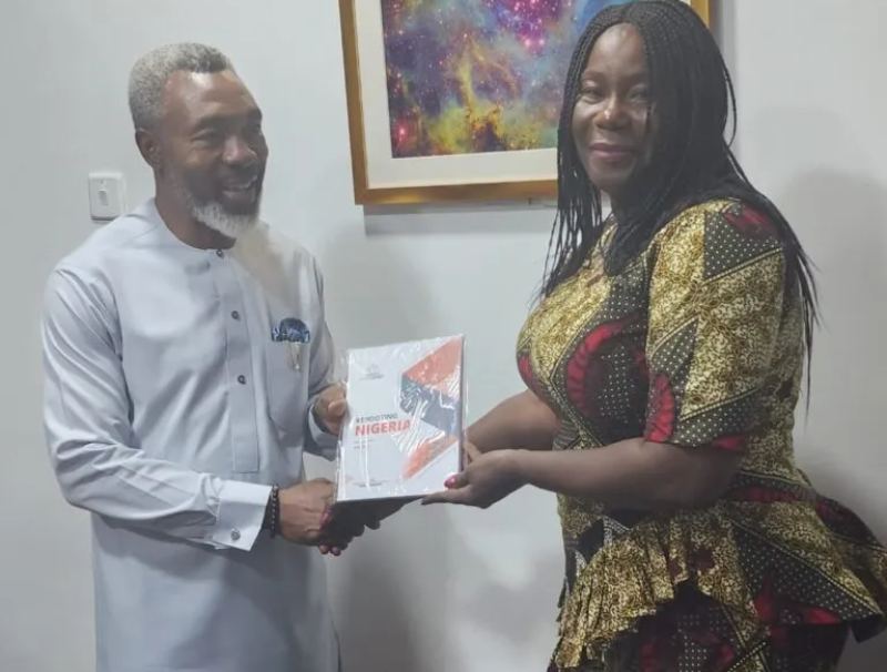 Incumbent President of NAWOJ Ms. Ladi Bala with Dr. Ike Neliaku