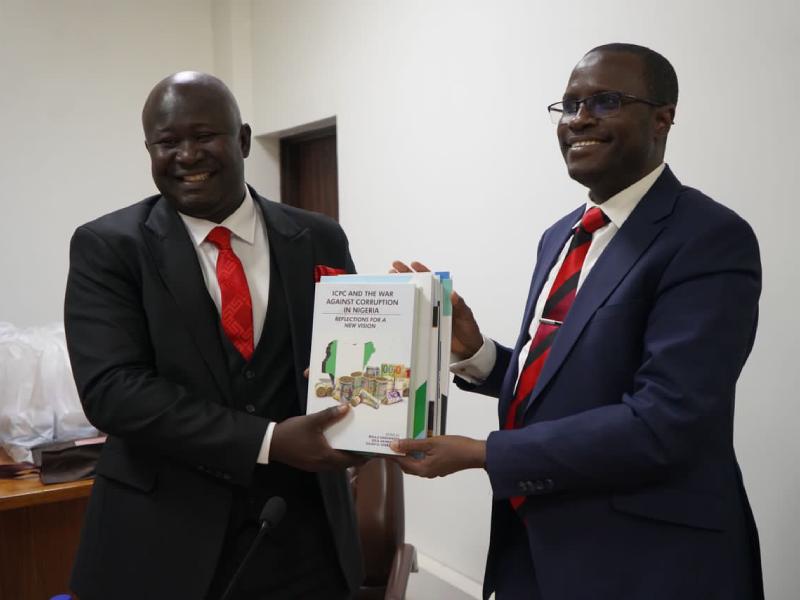 Chairman of ICPC, Dr. Musa Adamu Aliyu (right) and  Chairman of the body of State Attorney Generals, Dr. Ben Odoh during the parley. Chairman of ICPC, Dr. Musa Adamu Aliyu (right) and  Chairman of the body of State Attorney Generals, Dr. Ben Odoh during the parley.