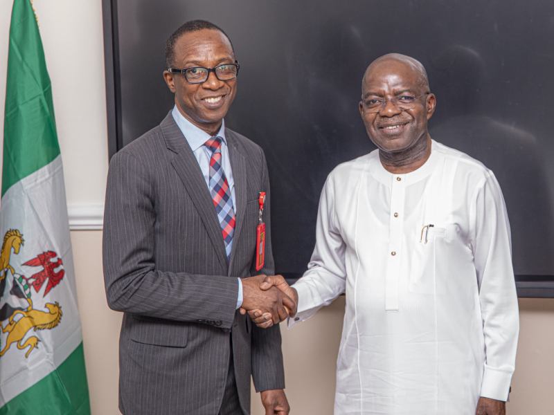 Governor Otti with the UNIDO National Programme Officer, Dr. Reuben Bamidele.