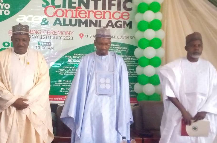 *  (L-R): Dr Nasiru Sani Gwarzo, Prof Ana's Ahmad Sabir (CMD) UDUTH and Hon Dr Yusuf Tanko Sununu, the House of Representative Member, representing Yauri, Shanga, Ngaski Federal constituency of Kebbi State at the conference in Sokoto. Photo by: Ankeli Emmanuel, Sokoto.