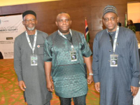 L-R: Chairman of the Petroleum Technology Association of Nigeria (PETAN). Mr. Nicolas Odinuwe; the Director of Corporate Services,  NCDMB, Dr. Ama Ikuru and the Director of Monitoring and Evaluation, NCDMB, Mr. Abdulmalik Halilu at the Nigerian Local Content AfCFTA Energy Summit organised by the Board on Monday in Lagos.