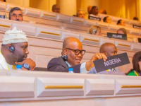 Senate President, Senator Godswill Akpabio (Second Left) at the IPU Conference in Luanda, Angola.