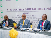 *  L-R:  Yinka Tiamiyu, immediate-past Chairman, ACAEBIN; Walter Akpani, Managing Director/CEO, ProvidusBank Limited and Felix Igbinosa, Chairman ACAEBIN at the 53rd Quarterly General Meeting of the Association of Chief Audit Executives of Banks in Nigeria (ACAEBIN) held in Lagos recently.