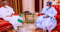 President Mohammadu Buhari During The Meeting With Mr Bola Tinubu/Aso Villa in Abuja on January 10, 2022.  