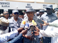 *  Ag Comptroller of Customs, Bashir Adeola Adeniyi, addressing newsmen on Friday during his official visit to Illela border in Sokoto State. Photo by: Ankeli Emmanuel, inSokoto
