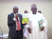 ICPC Chairman, Dr Musa Adamu Aliyu, SAN (left) and Nigeria's Minister of Health and Social Welfare,  Professor Mohammad Ali Pate at the conference.