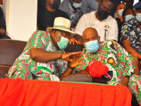 Gov Ifeanyi Ugwuanyi and Sen Chimaroke Nnamani at the campaign rally for the local government election ahead of Wednesday February 23, 2022.