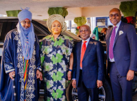 Governor Alex Otti with the Co-Chairmen of the Abia Global Economic Advisory Council. From left, former CBN Governor, Muhammad Sanusi; former Director General of Securities and Exchange Commission, Ms Arunma Oteh; and right, Mr. Bolaji Balogun, Chief Executive Officer of Chapel Hill Denham.