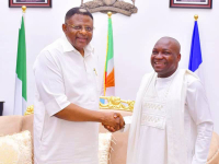 Governor Bassey Otu (left) and Hon Mike Etaba (right).