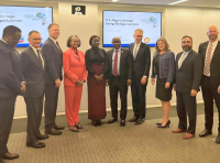 Special Adviser to the President on Energy, Olu Verheijen (5th from left); Minister of State for Petroleum Resources (Gas), Hon Ekperikpe Ekpo (5th from right) in a group photograph with members of the U.S. – Nigeria Energy Security Dialogue  held in Washington, DC. On Tuesday.